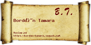 Bordán Tamara névjegykártya
